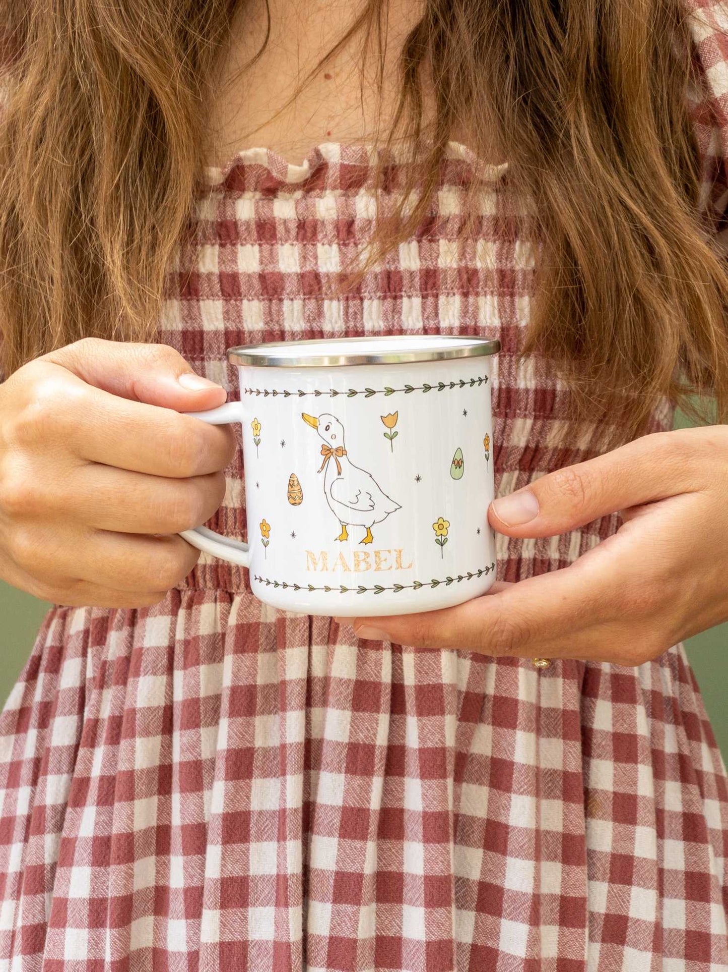 Personalised Easter Enamel Mug - Floral Block Font