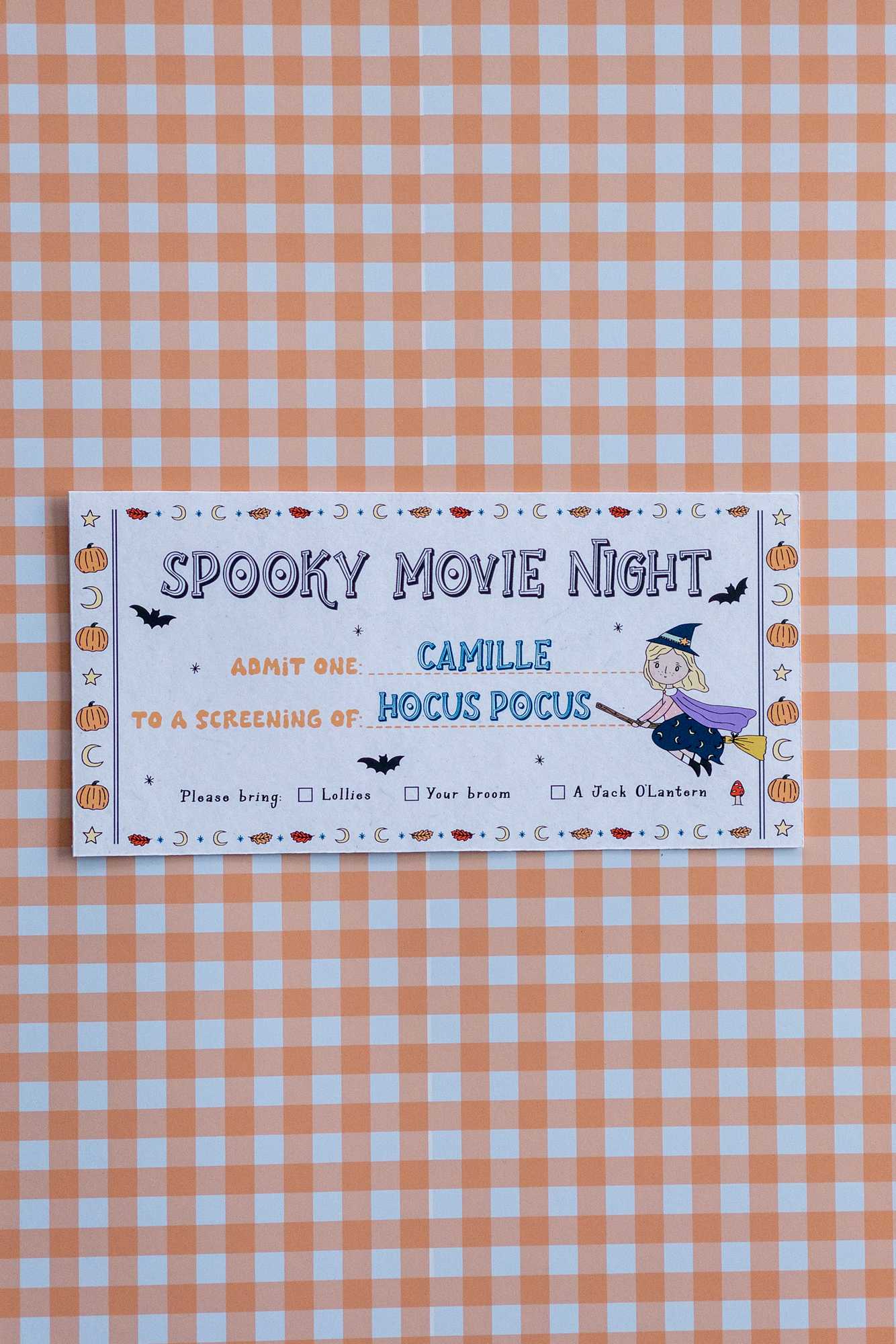 custom halloween movie ticket
