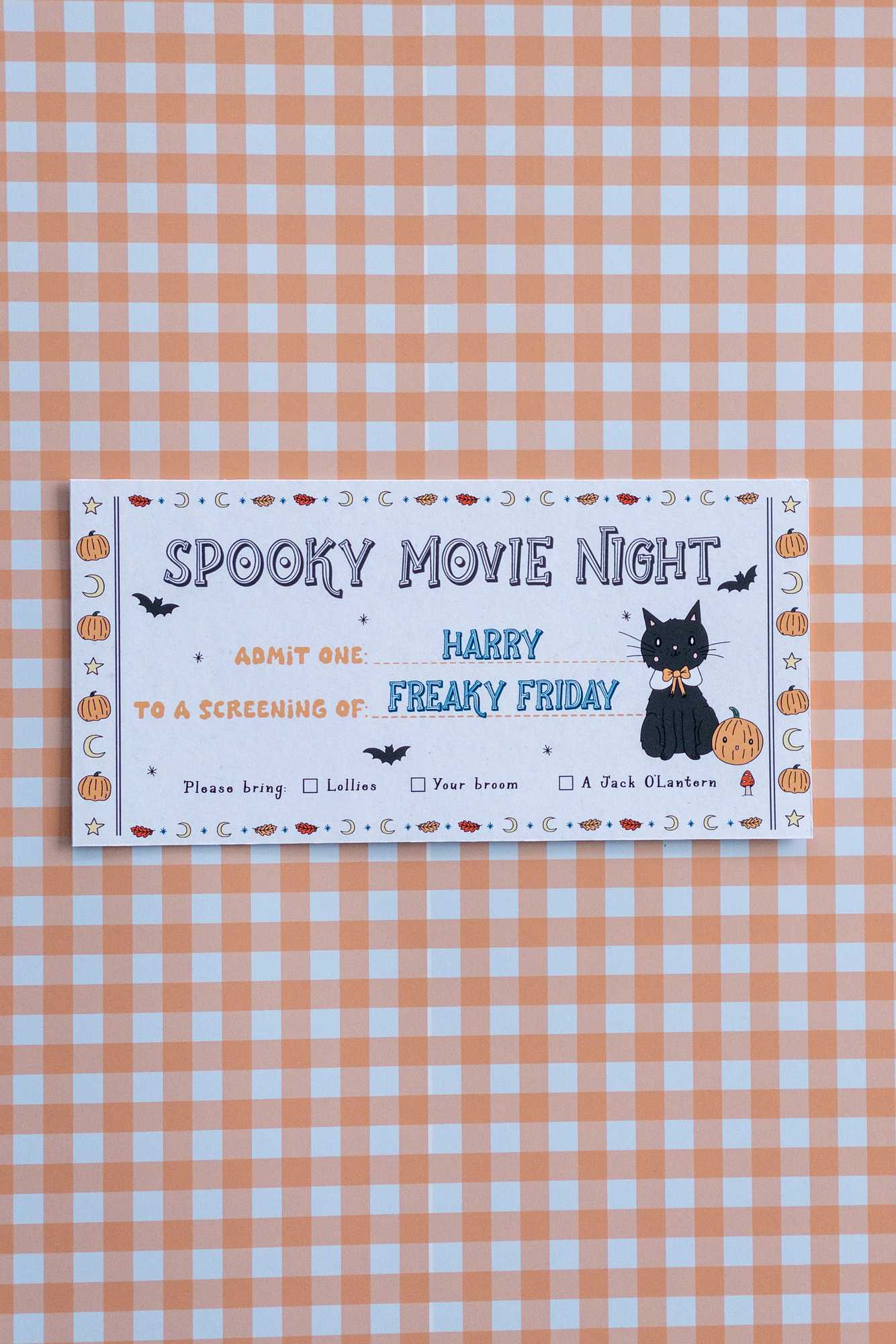 custom halloween movie ticket