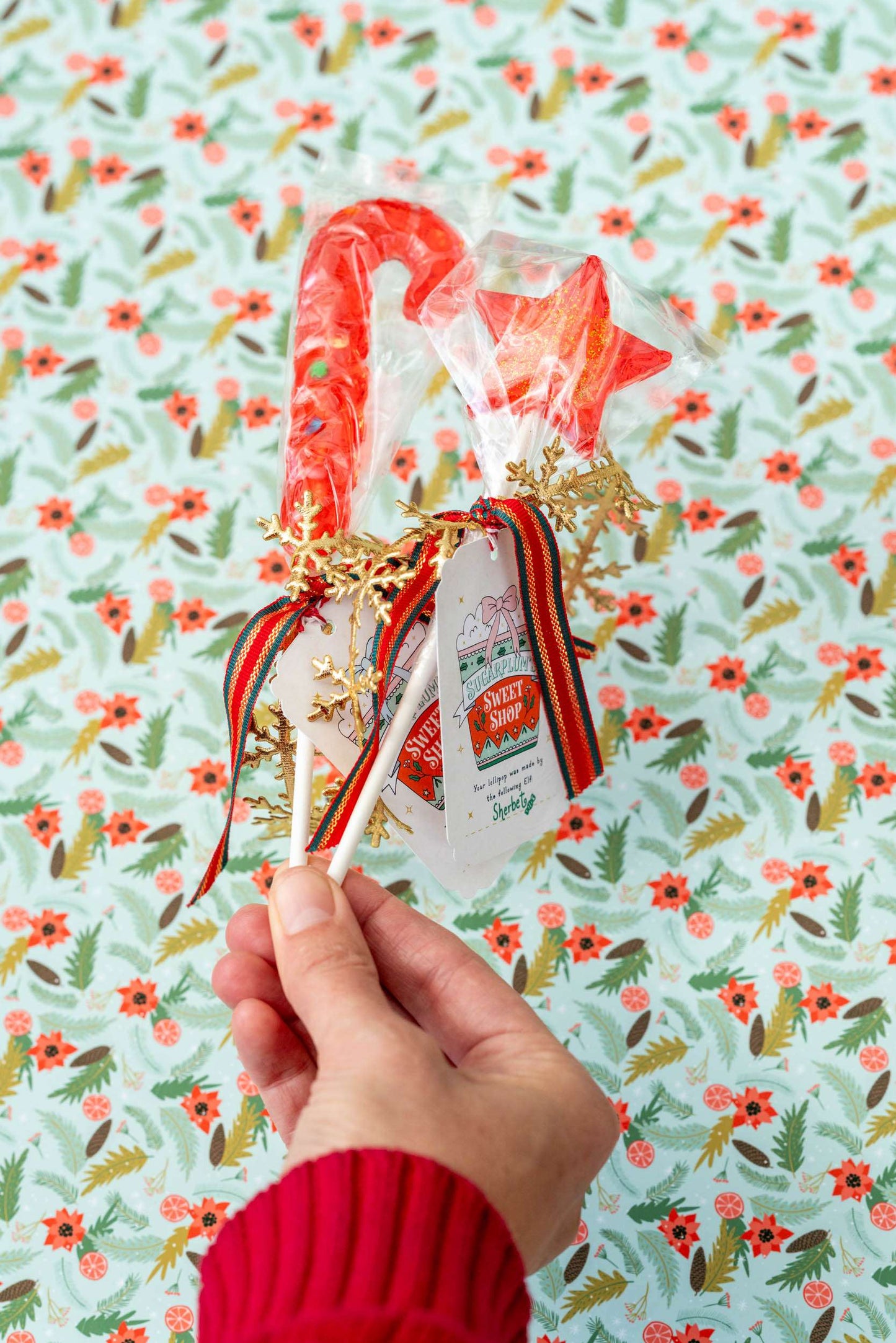 Candy Cane Lollipop - Raspberry Red