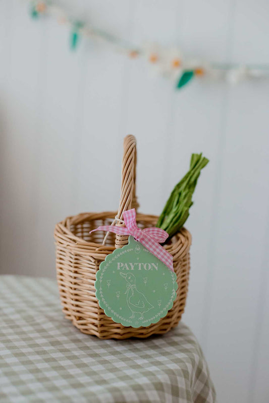 Gingham Bow Scalloped Basket Tag
