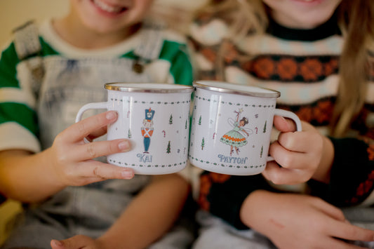 Personalised Christmas Enamel Mug - Festive Block Font