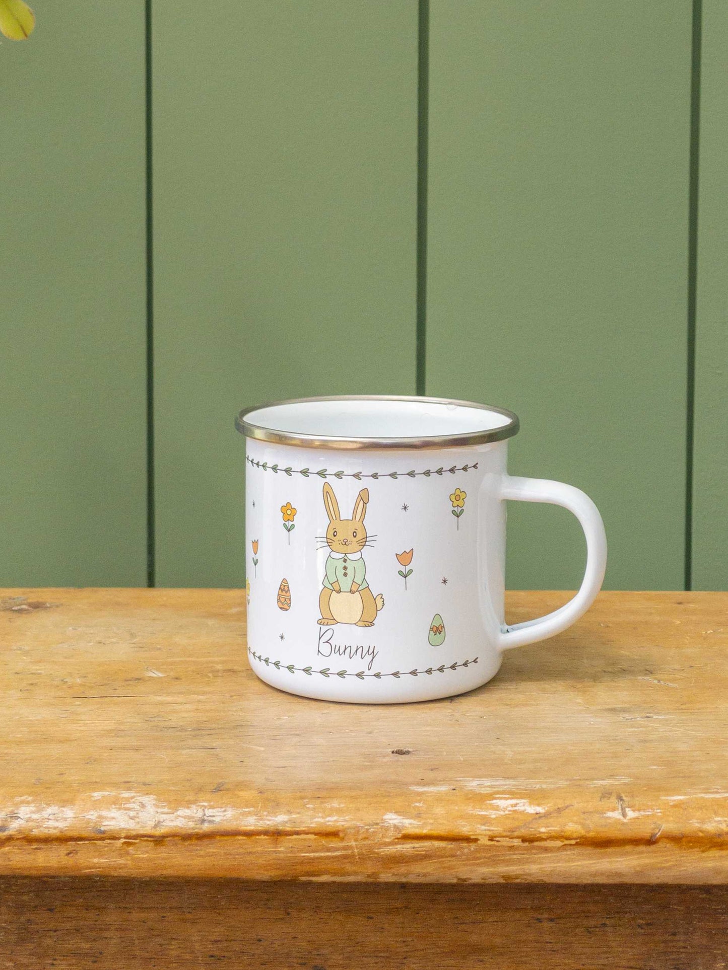 Personalised Easter Enamel Mug - Bunny Script