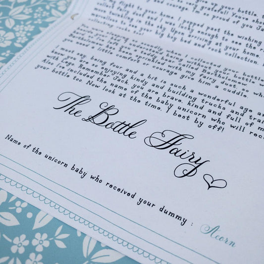 The Dummy/Bottle Fairy - personalised letter (part two)
