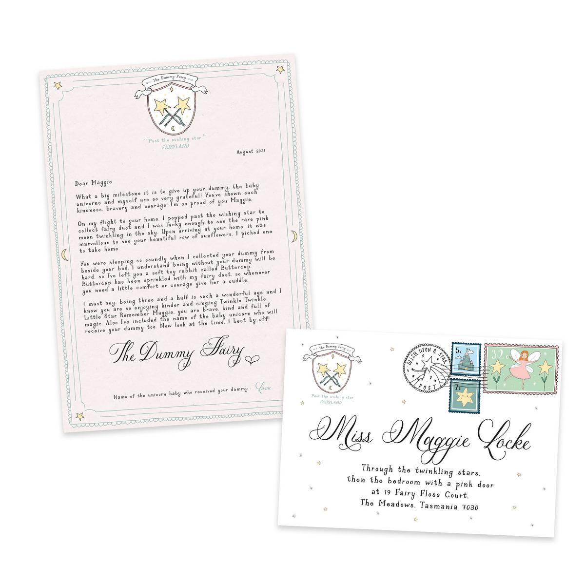 The Dummy/Bottle Fairy - personalised letter (part two)