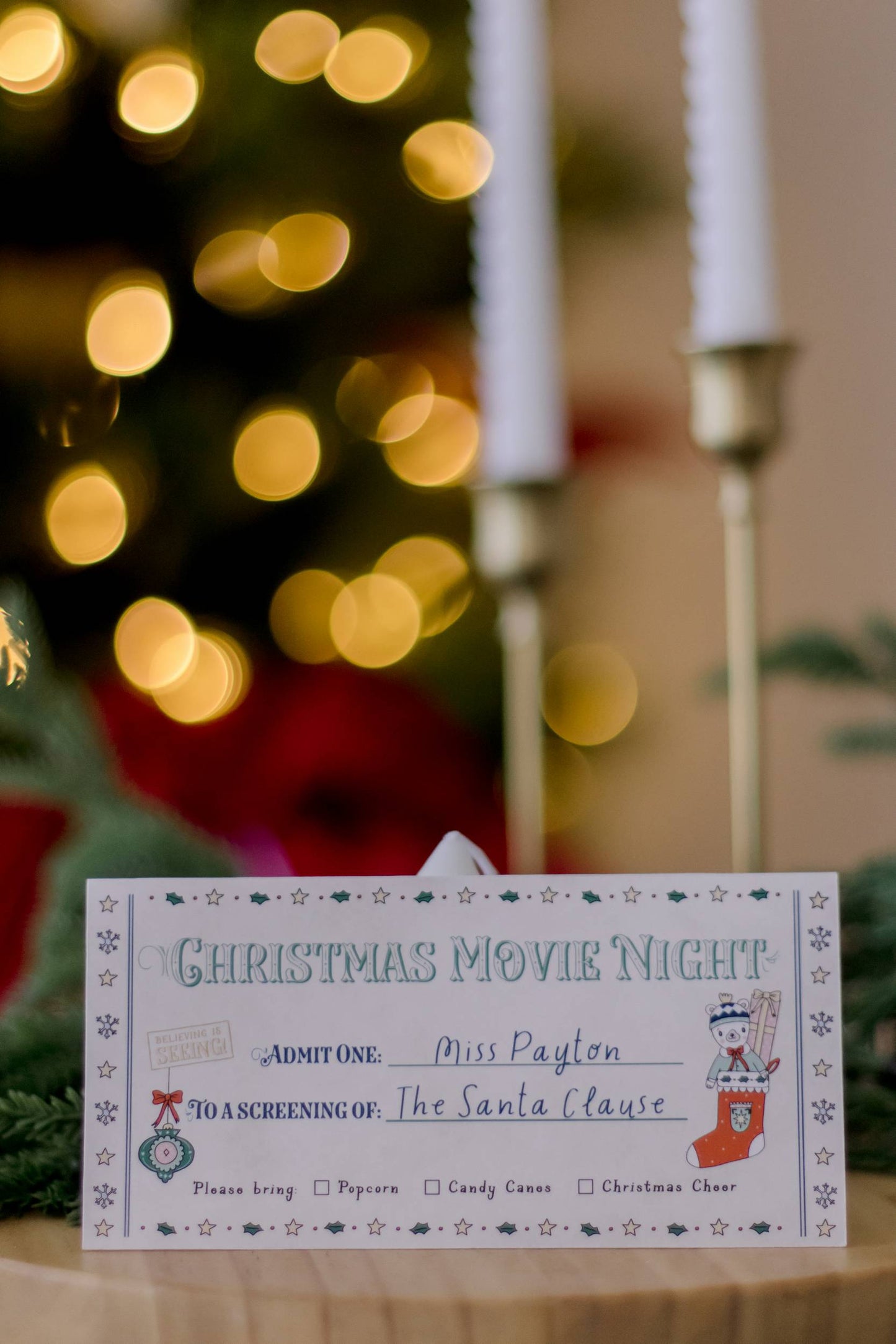 Christmas Movie Night Custom Tickets