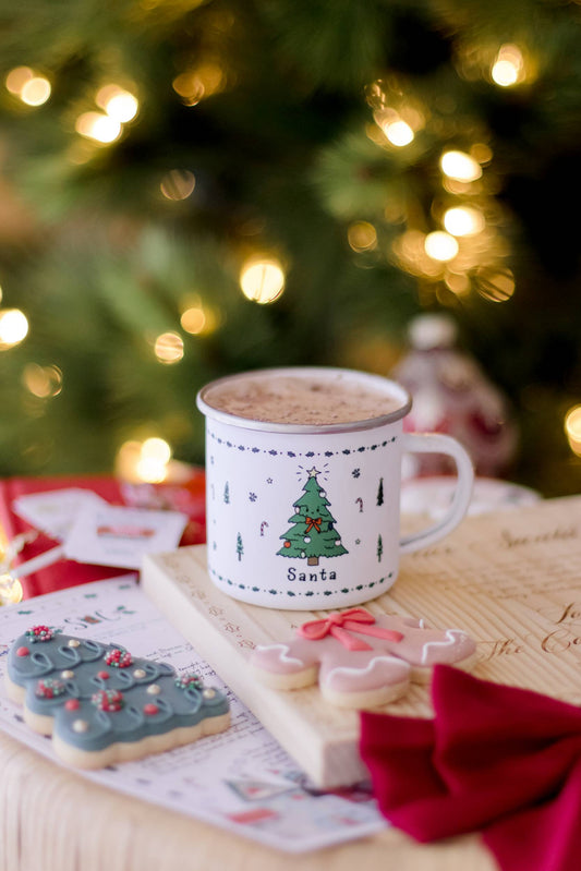 Personalised Christmas Enamel Mug - Tinsel Typeface