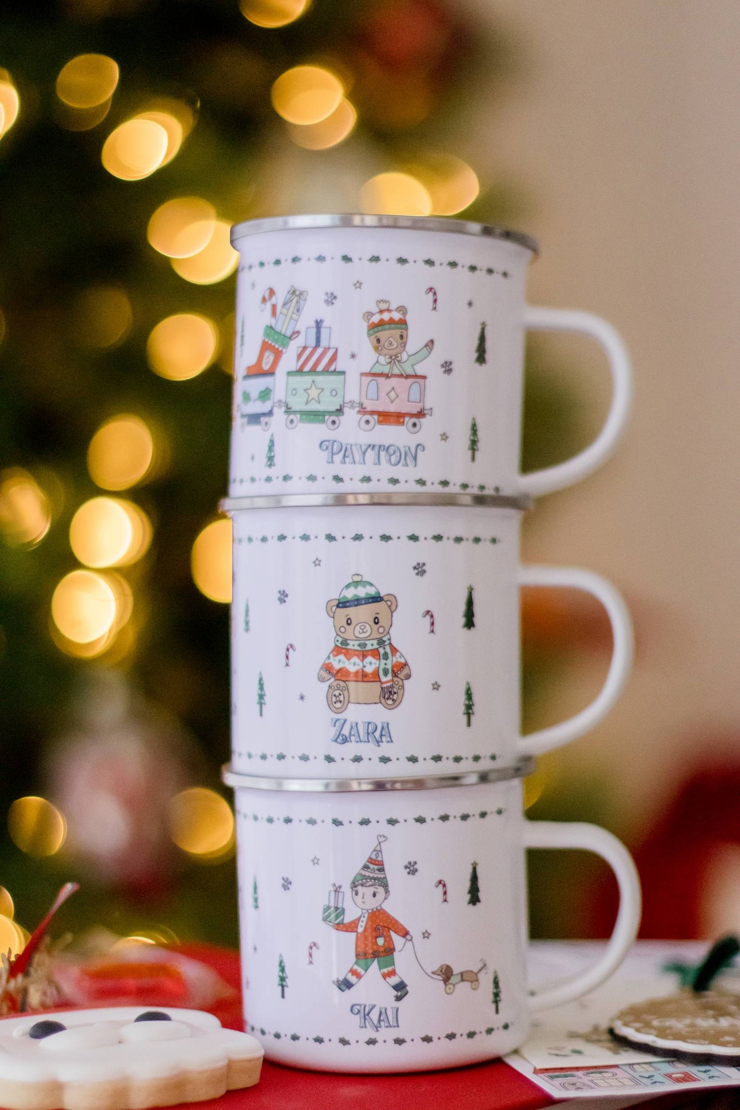 Personalised Christmas Enamel Mug - Festive Block Font