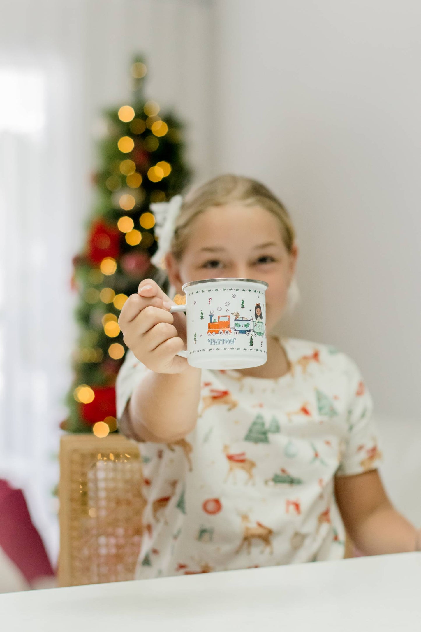 Personalised Christmas Enamel Mug - Festive Block Font