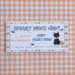 custom halloween movie ticket
