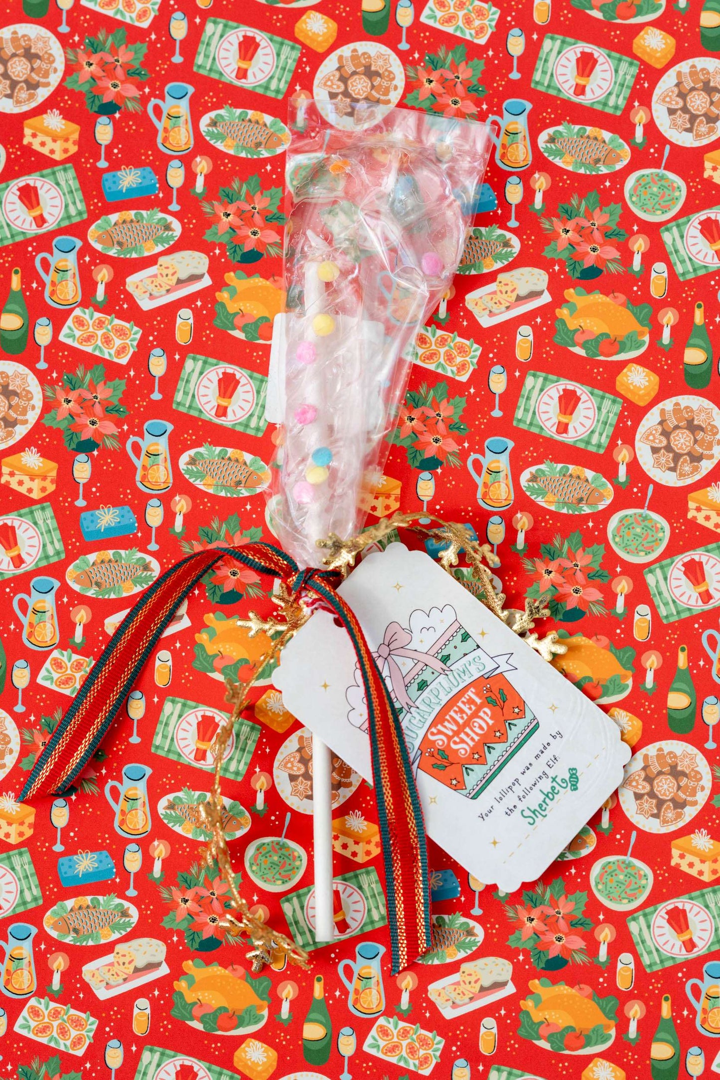 Candy Cane Lollipop - Cotton Candy Pink