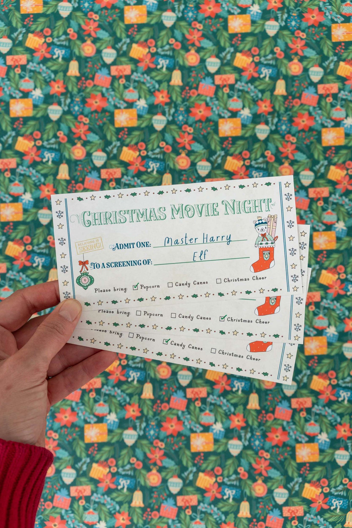 Christmas Movie Night Custom Tickets