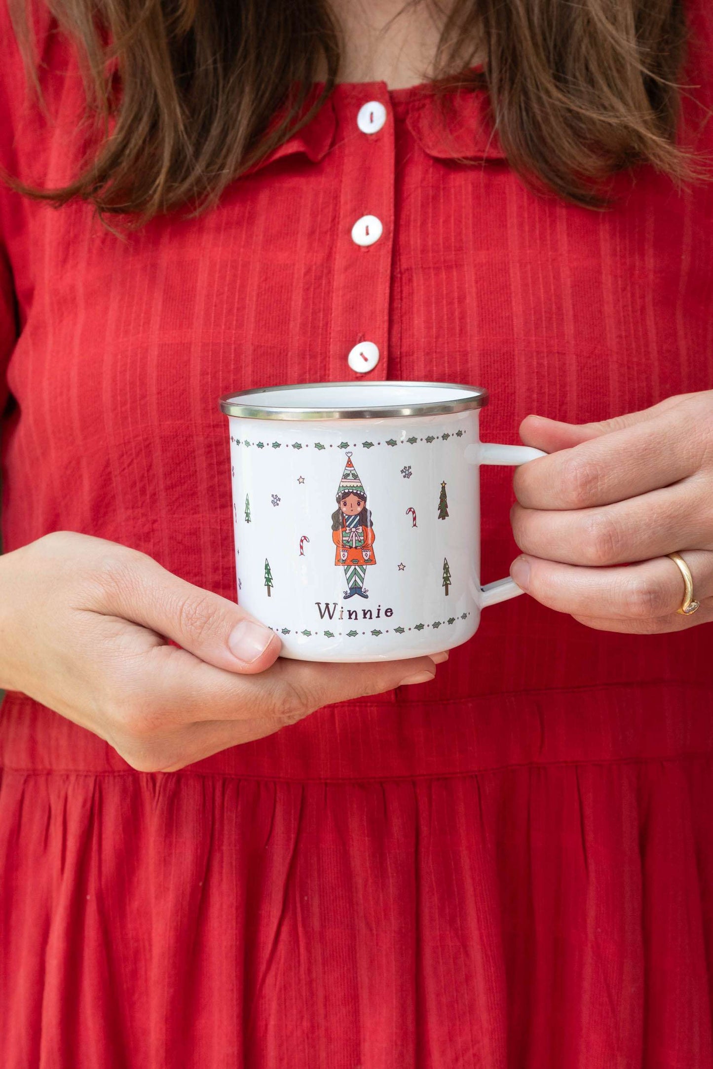 Personalised Christmas Enamel Mug - Tinsel Typeface