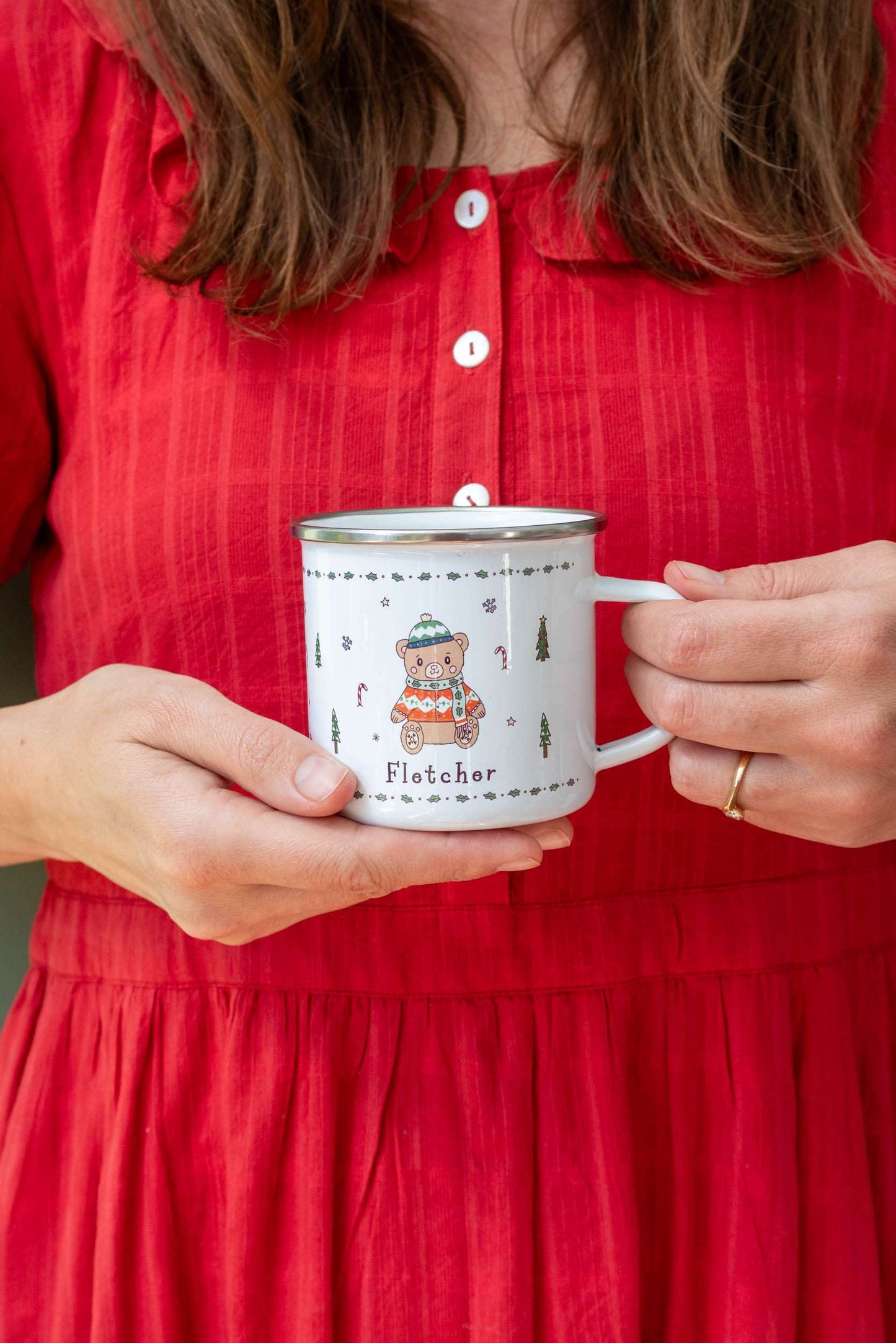 Personalised Christmas Enamel Mug - Tinsel Typeface