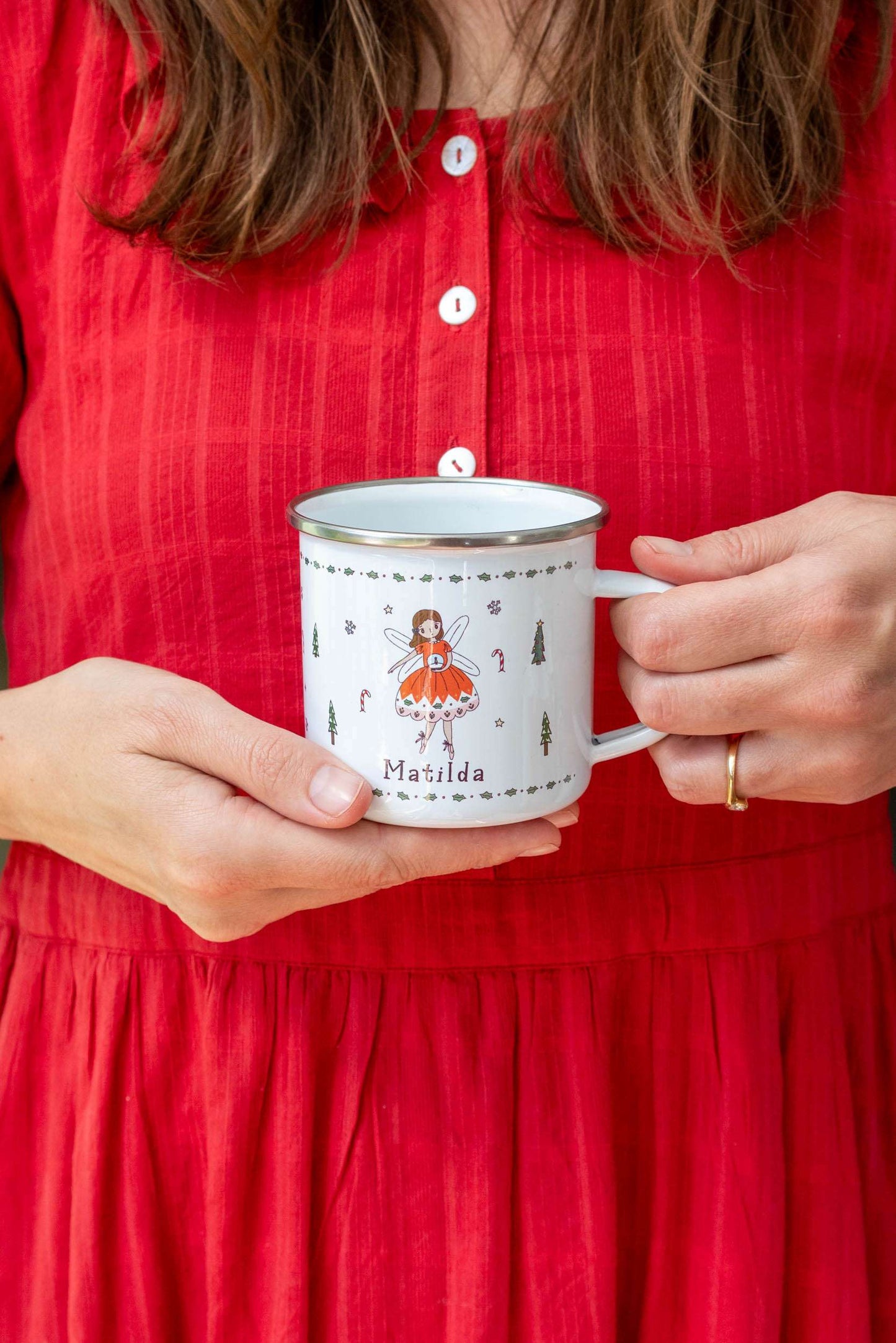 Personalised Christmas Enamel Mug - Tinsel Typeface