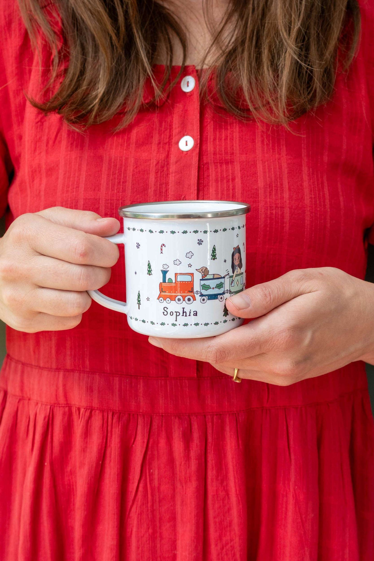 Personalised Christmas Enamel Mug - Tinsel Typeface