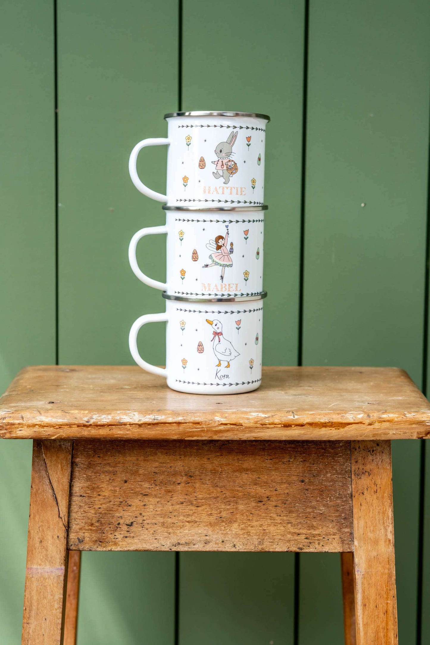 Personalised Easter Enamel Mug - Floral Block Font