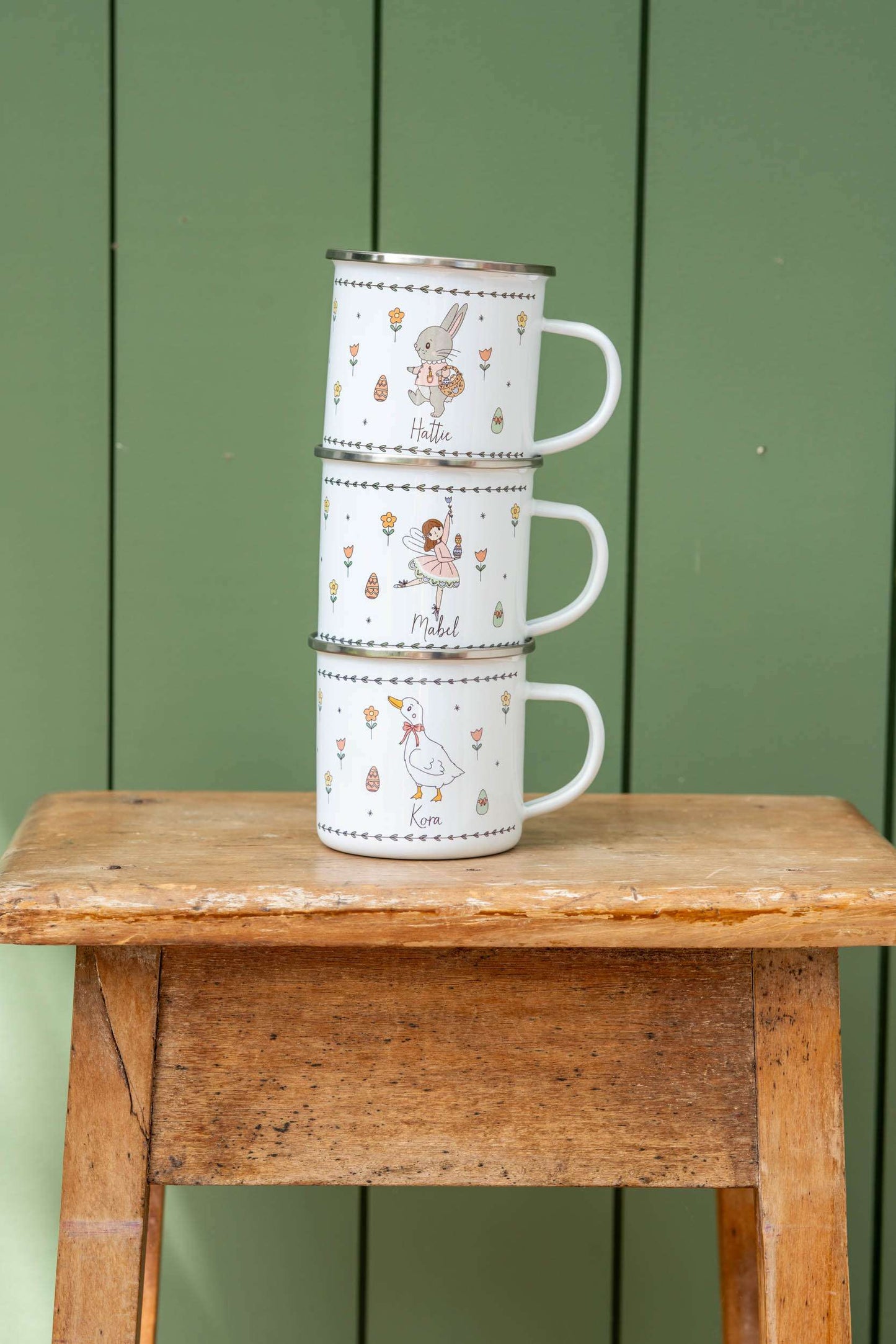 Personalised Easter Enamel Mug - Bunny Script