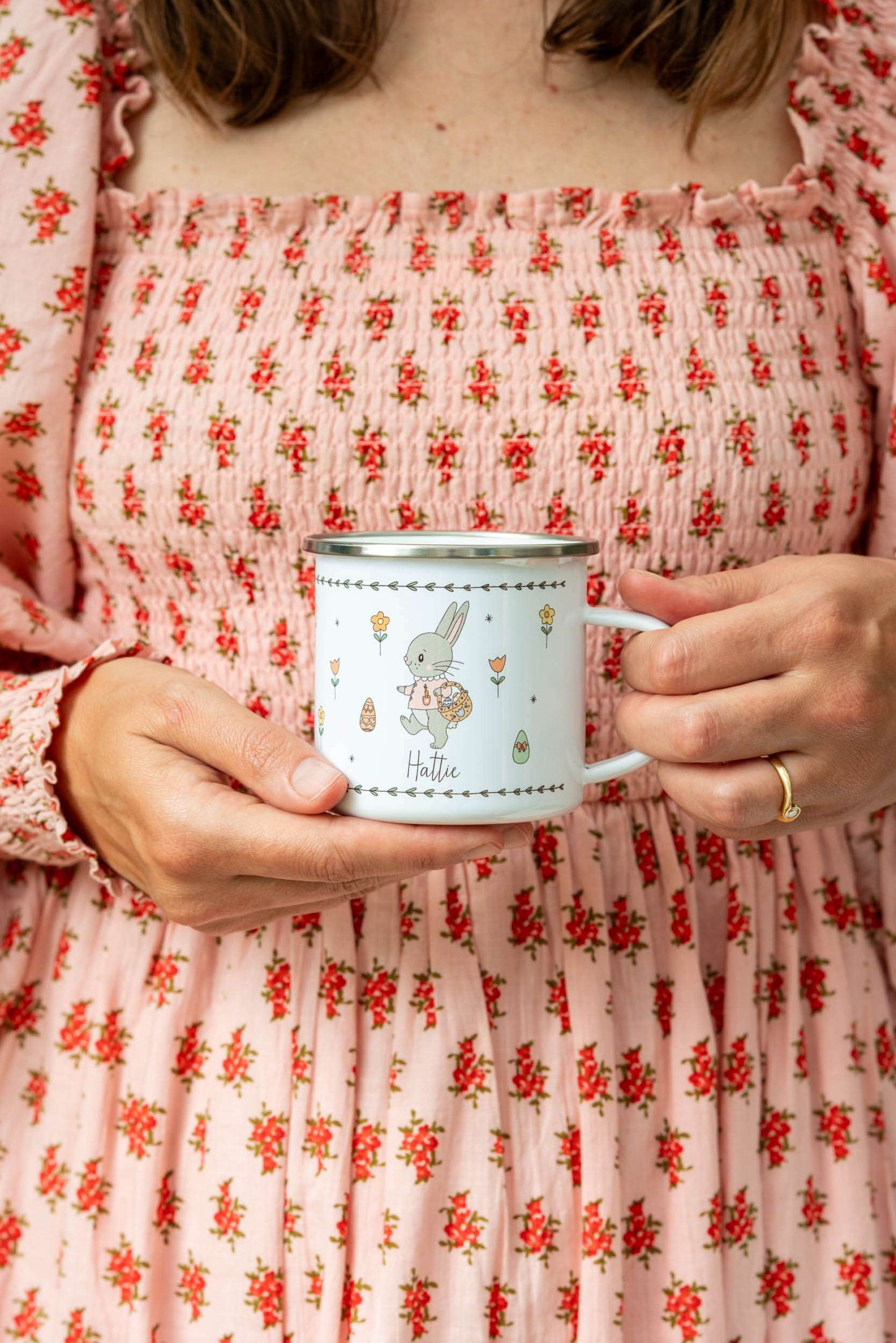 Personalised Easter Enamel Mug - Bunny Script