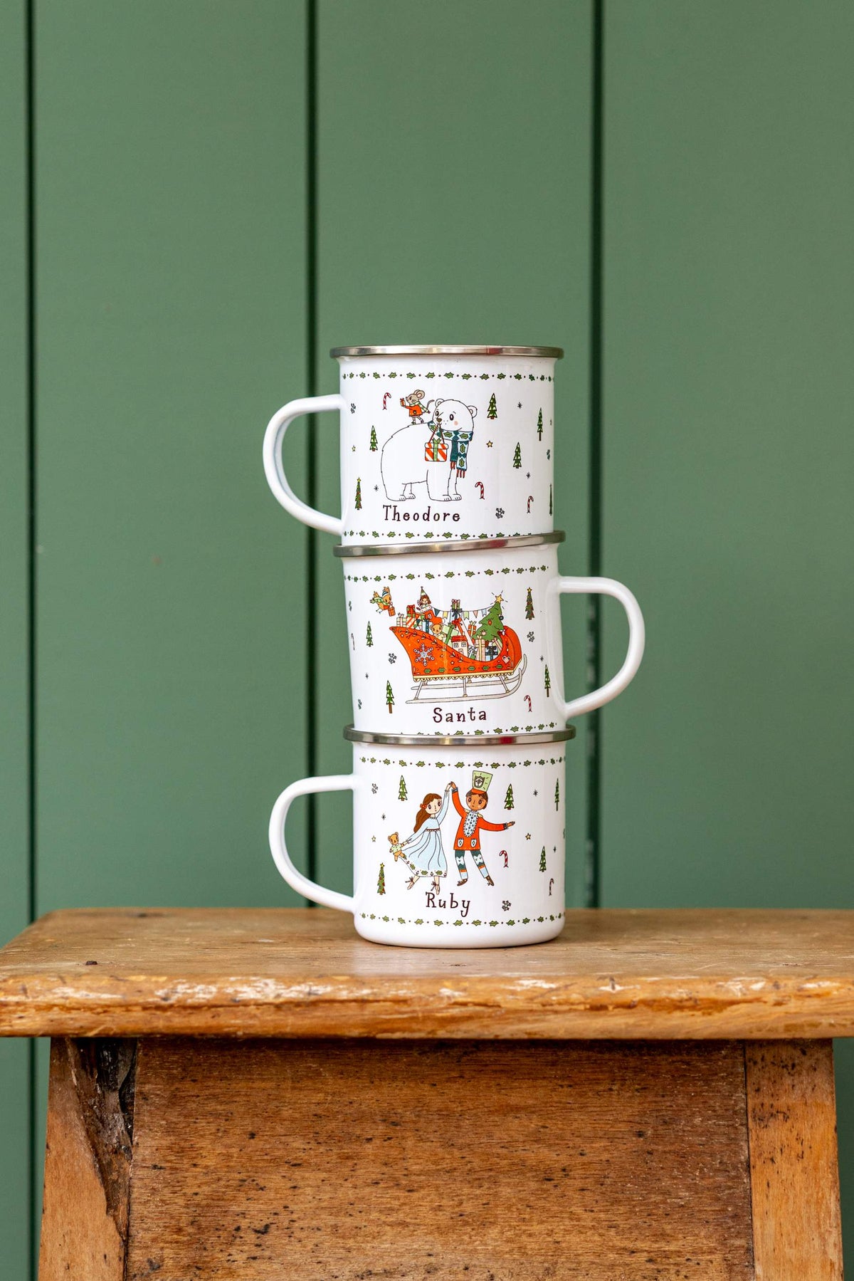 Personalised Christmas Enamel Mug - Tinsel Typeface