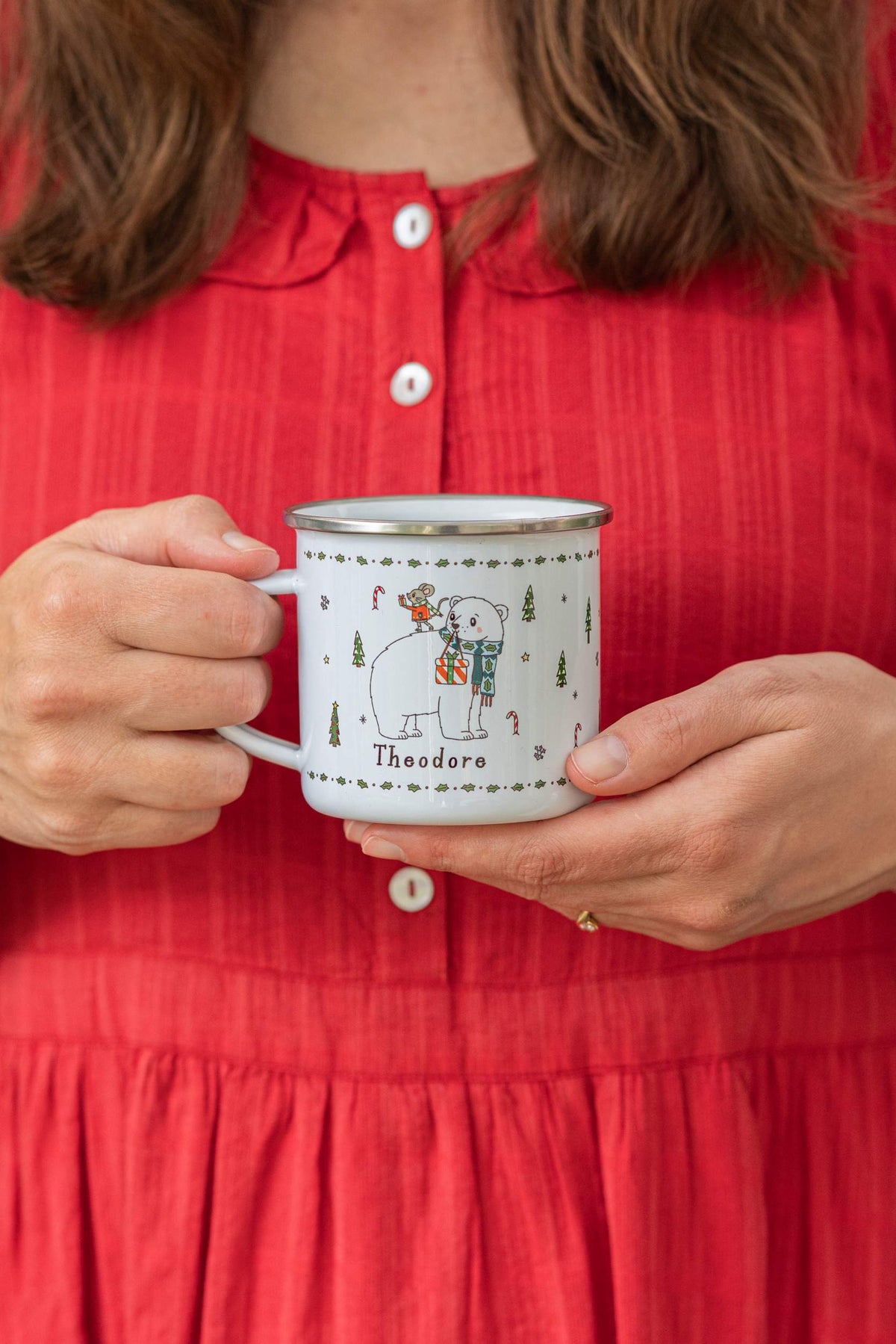 Personalised Christmas Enamel Mug - Tinsel Typeface