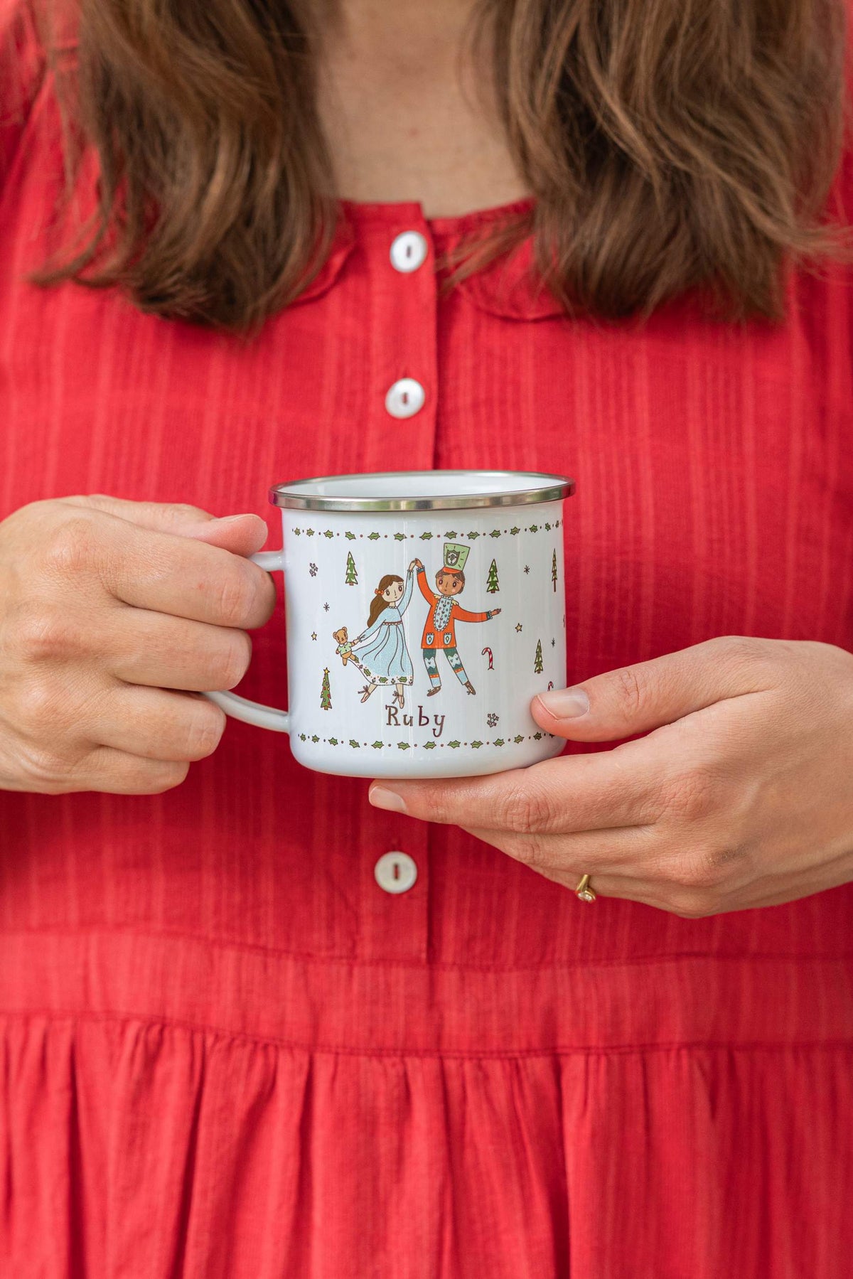 Personalised Christmas Enamel Mug - Tinsel Typeface