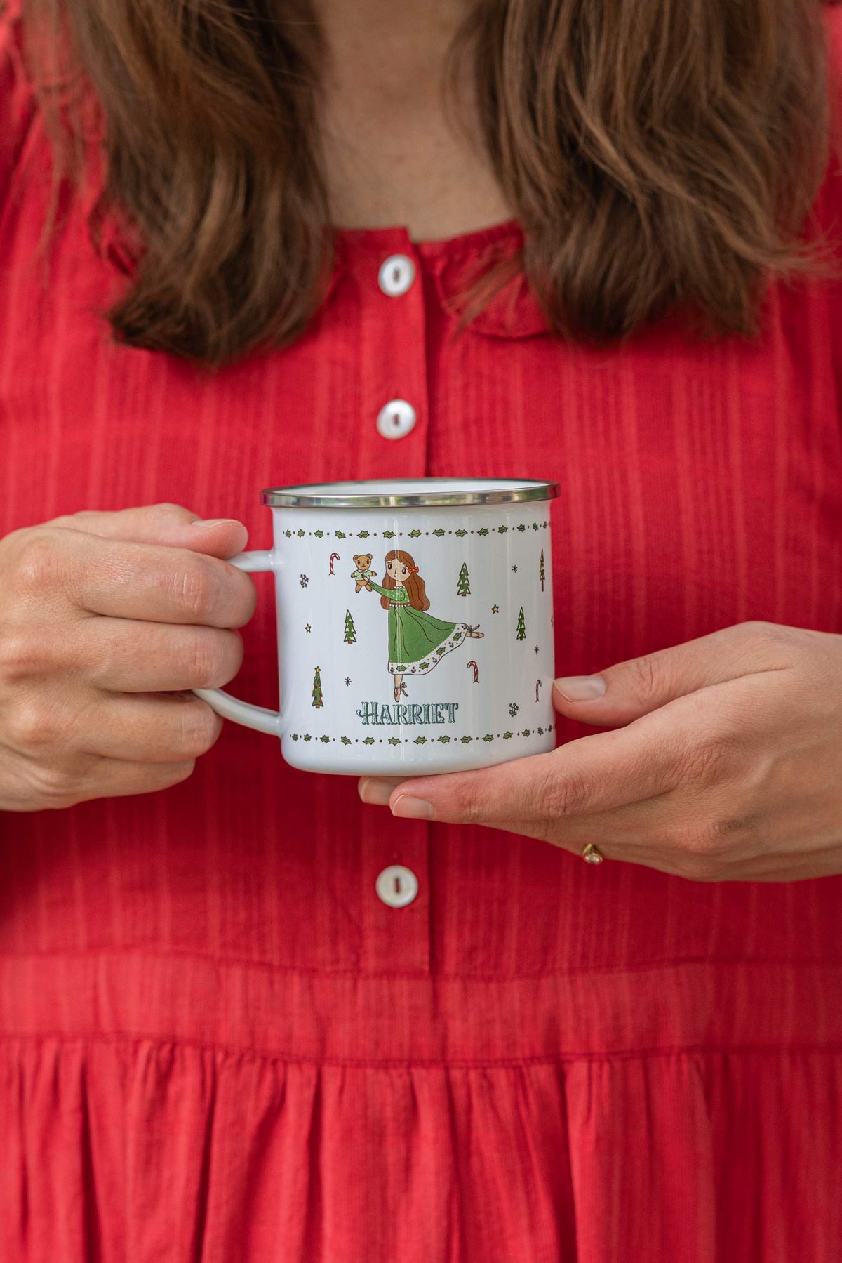 Personalised Christmas Enamel Mug - Festive Block Font