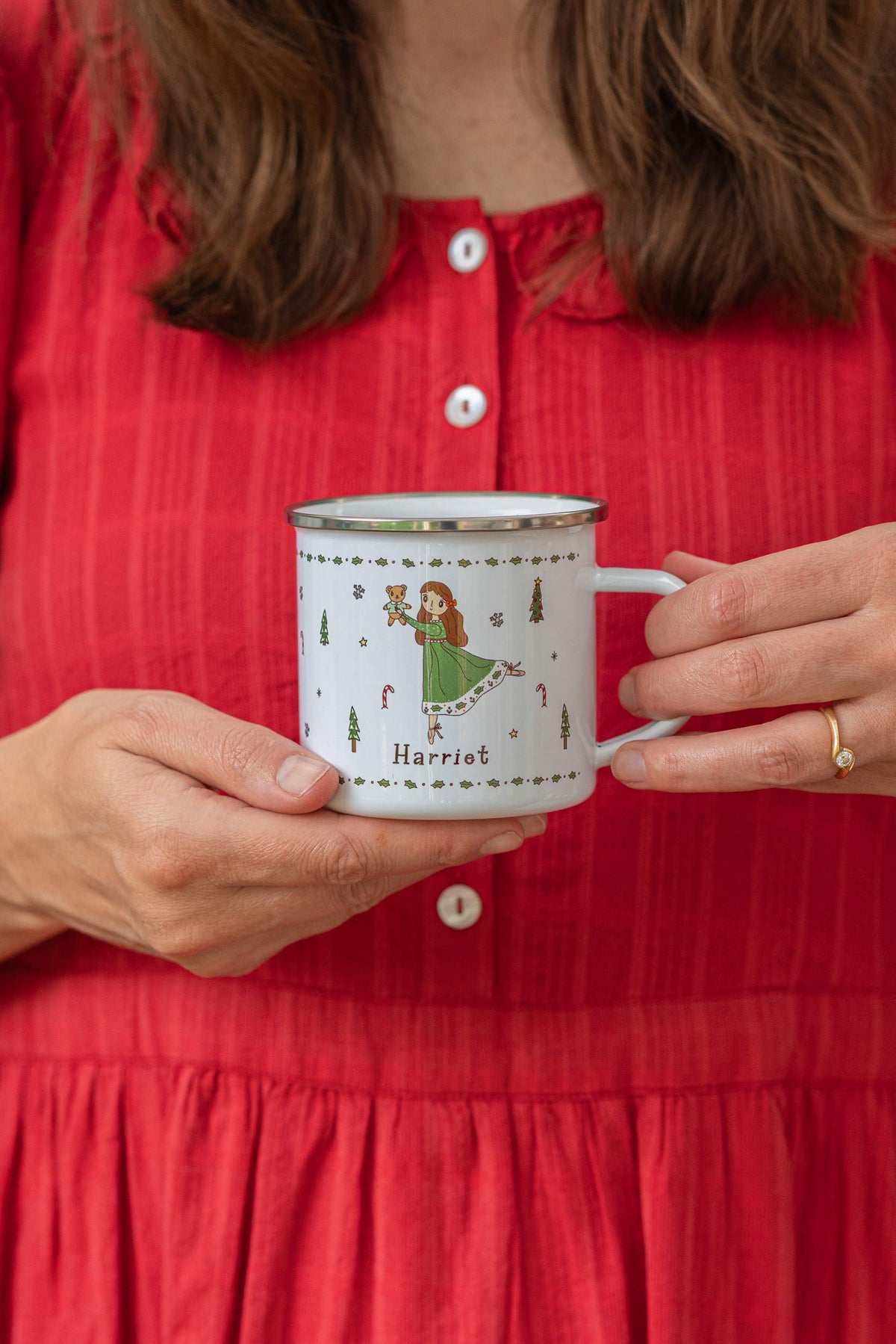 Personalised Christmas Enamel Mug - Tinsel Typeface