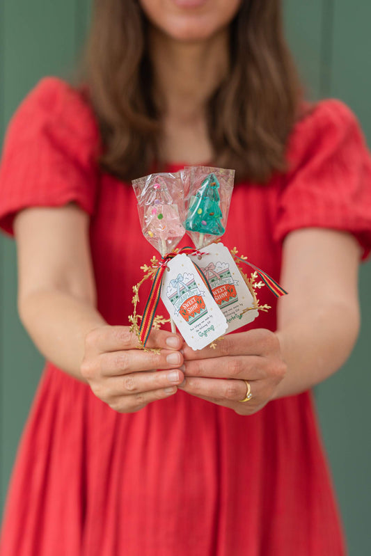 Christmas Tree Lollipop - Cotton Candy Pink