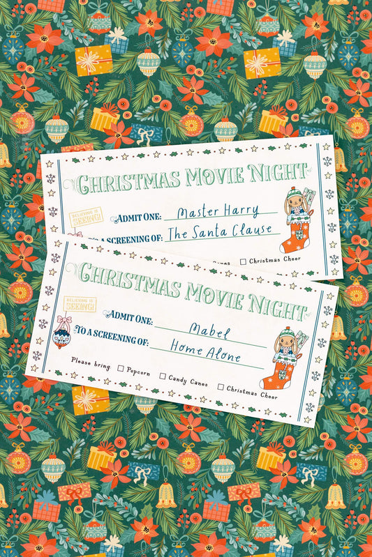 Christmas Movie Night Custom Tickets