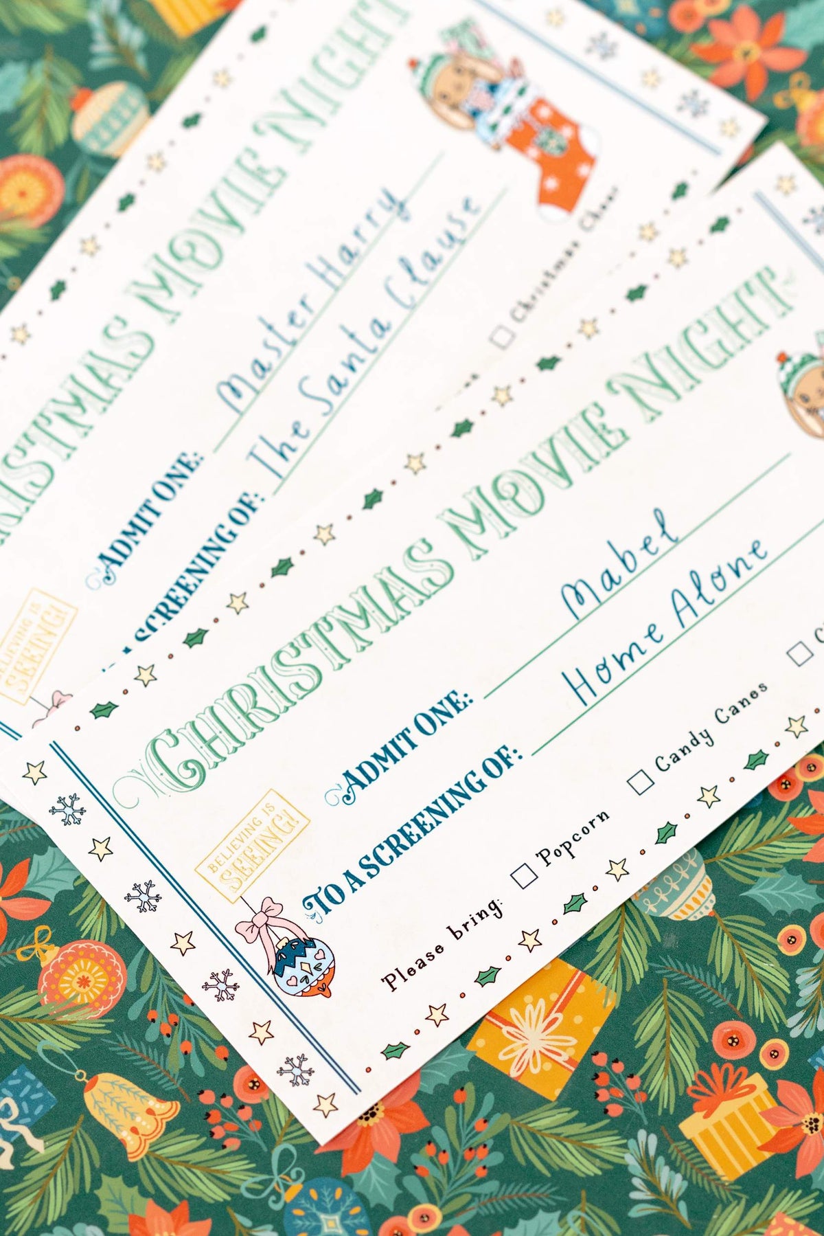 Christmas Movie Night Custom Tickets