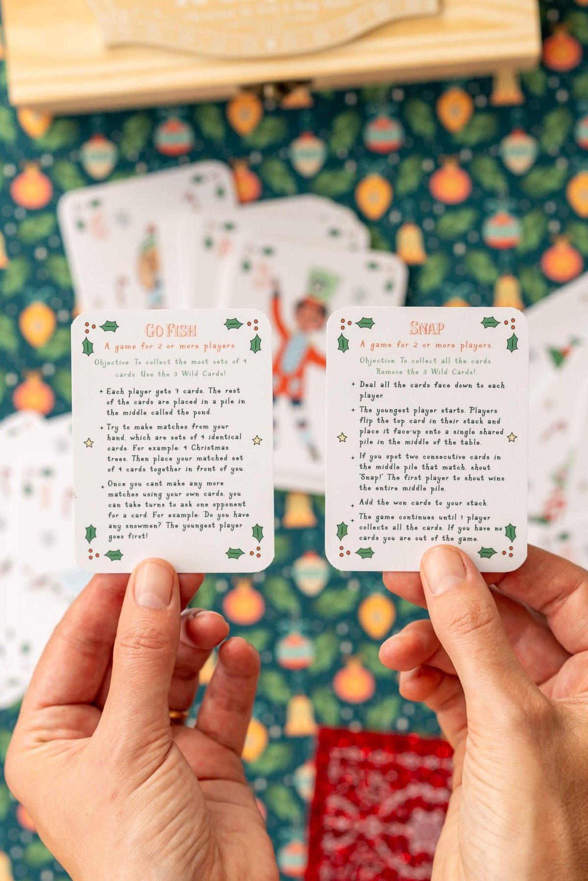 Christmas Snap Game & Go Fish Cards in Keepsake Box