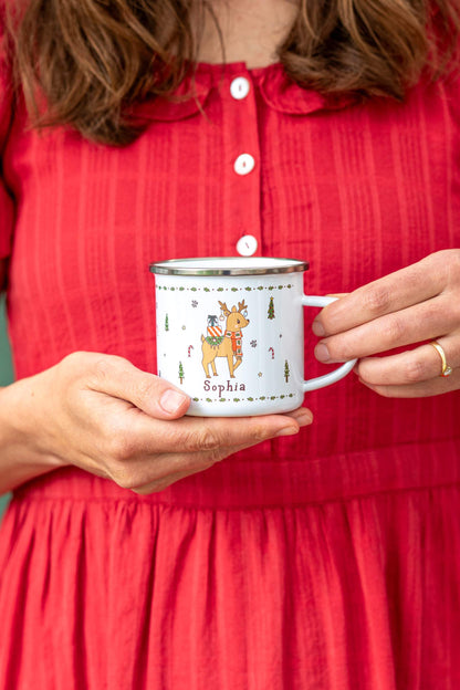 Personalised Christmas Enamel Mug - Tinsel Typeface