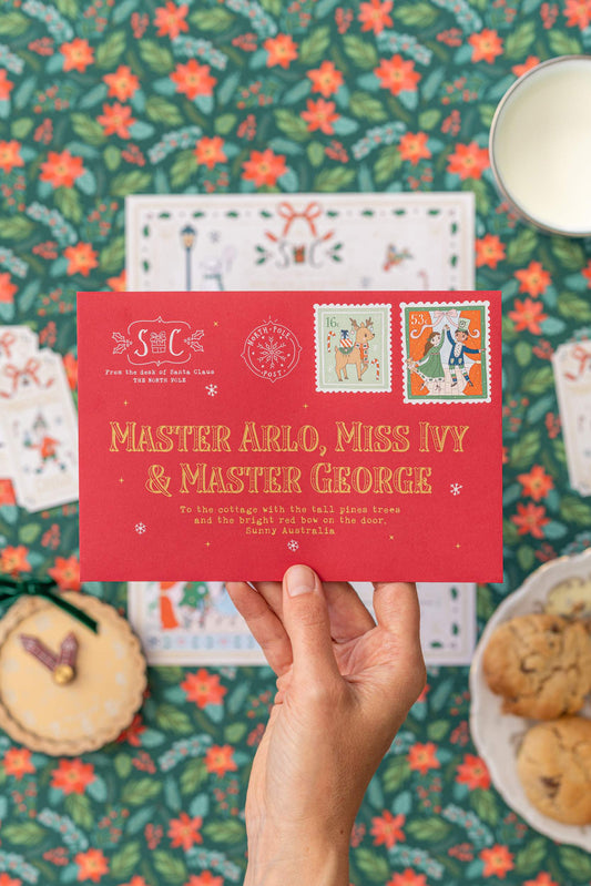 The Glittering Illustrated Santa Letter with Red Envelope