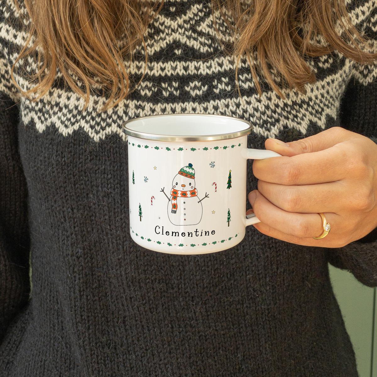 Personalised Christmas Enamel Mug - Tinsel Typeface